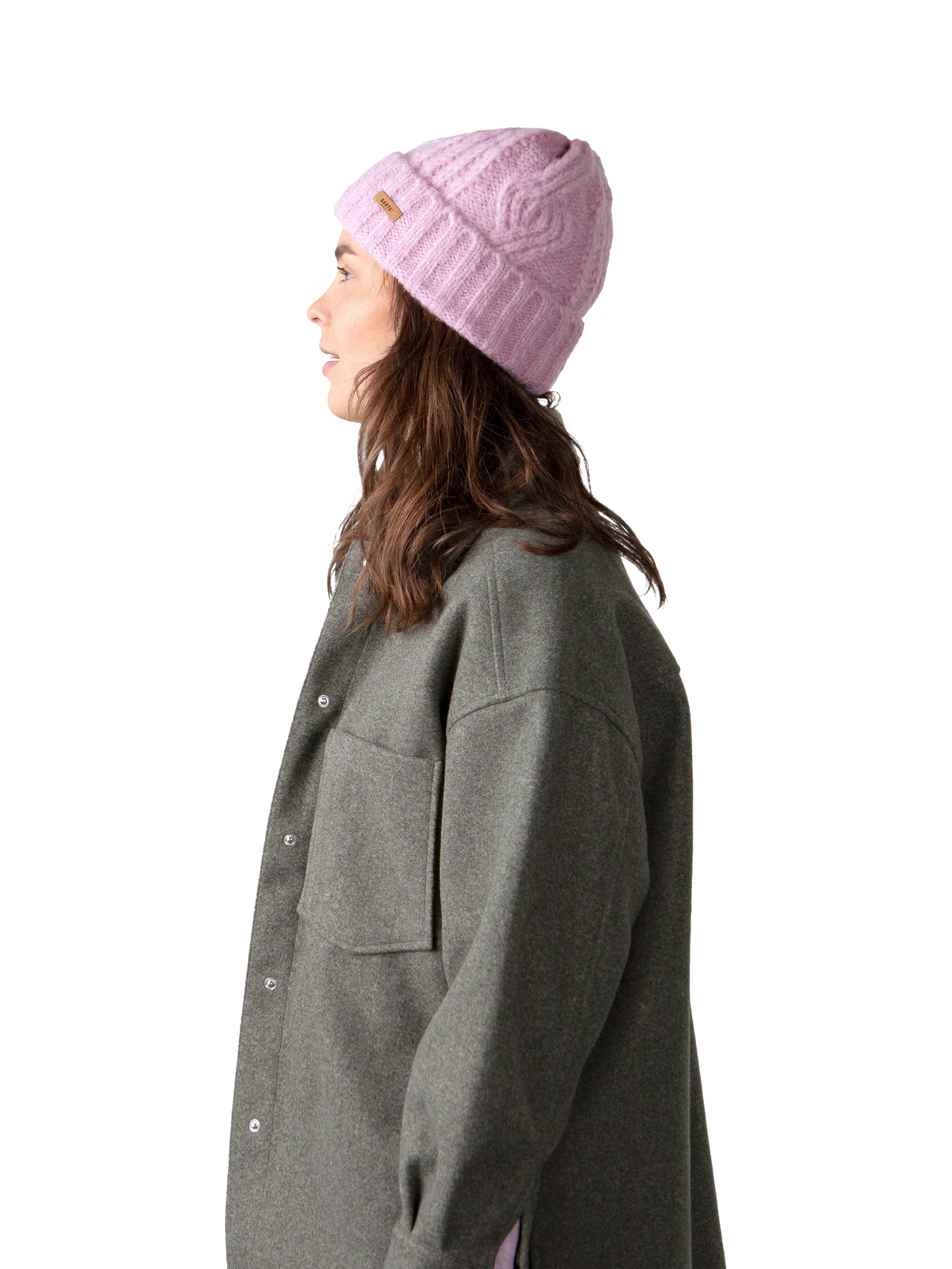 Product image 2 of 3, which shows Barts Farrah Cable Knit Beanie Hat, Orchid