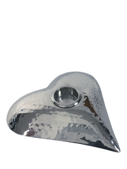 Culinary Concepts Heart Hammered Stainless Steel Tealight Holder, Silver