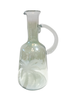 Culinary Concepts Palm Etched Glass Pitcher, 1L, Green, Green