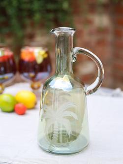 Culinary Concepts Palm Etched Glass Pitcher, 1L, Green - view 2, Green