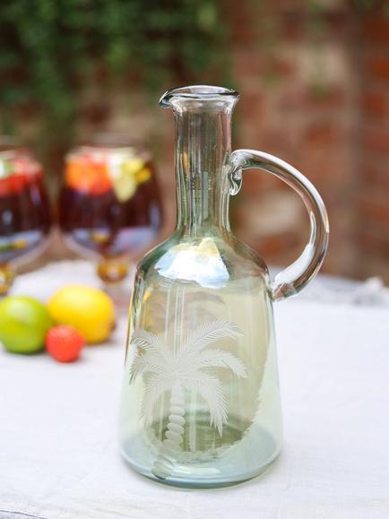 Culinary Concepts Palm Etched Glass Pitcher, 1L, Green - view 2, Green