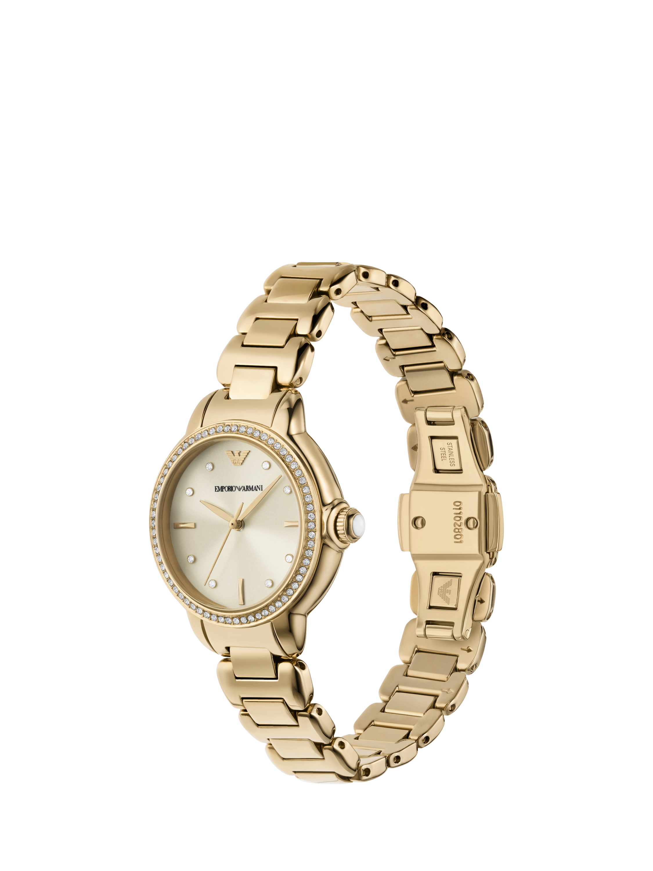 Product image 3 of 6, which shows Emporio Armani AR11609 Women's Mia Crystal Bracelet Strap Watch, Gold