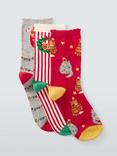 John Lewis Christmas Cats Fashion Socks, Pack of 3, Multi