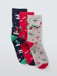 John Lewis Christmas Dogs Fashion Socks, Pack of 3, Multi