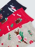 John Lewis Christmas Dogs Fashion Socks, Pack of 3, Multi