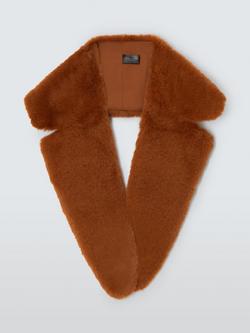John Lewis Large Faux Fur Collar Scarf - view 2, Ginger
