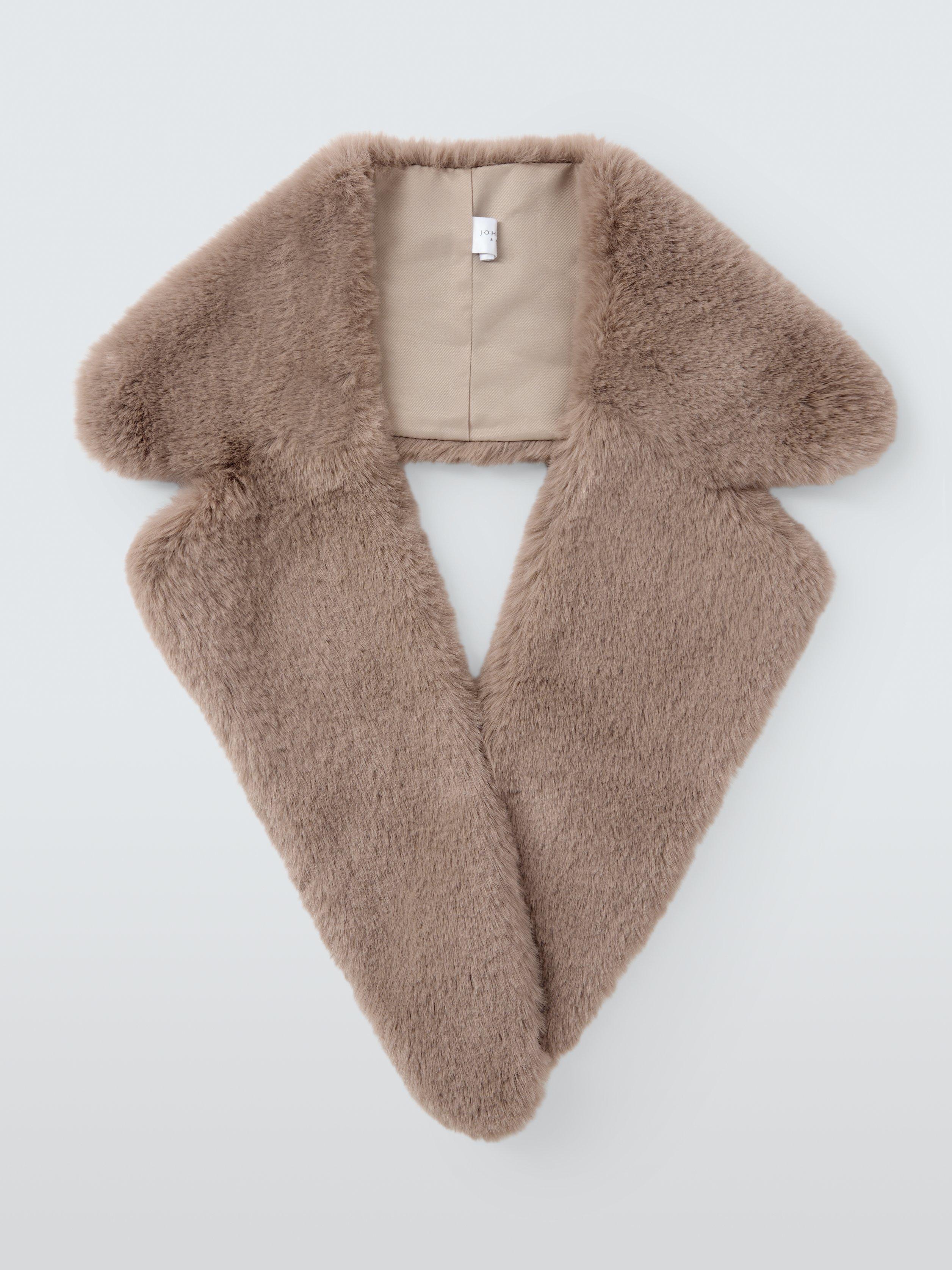 Product image 2 of 4, which shows John Lewis Large Faux Fur Collar Scarf, Grey
