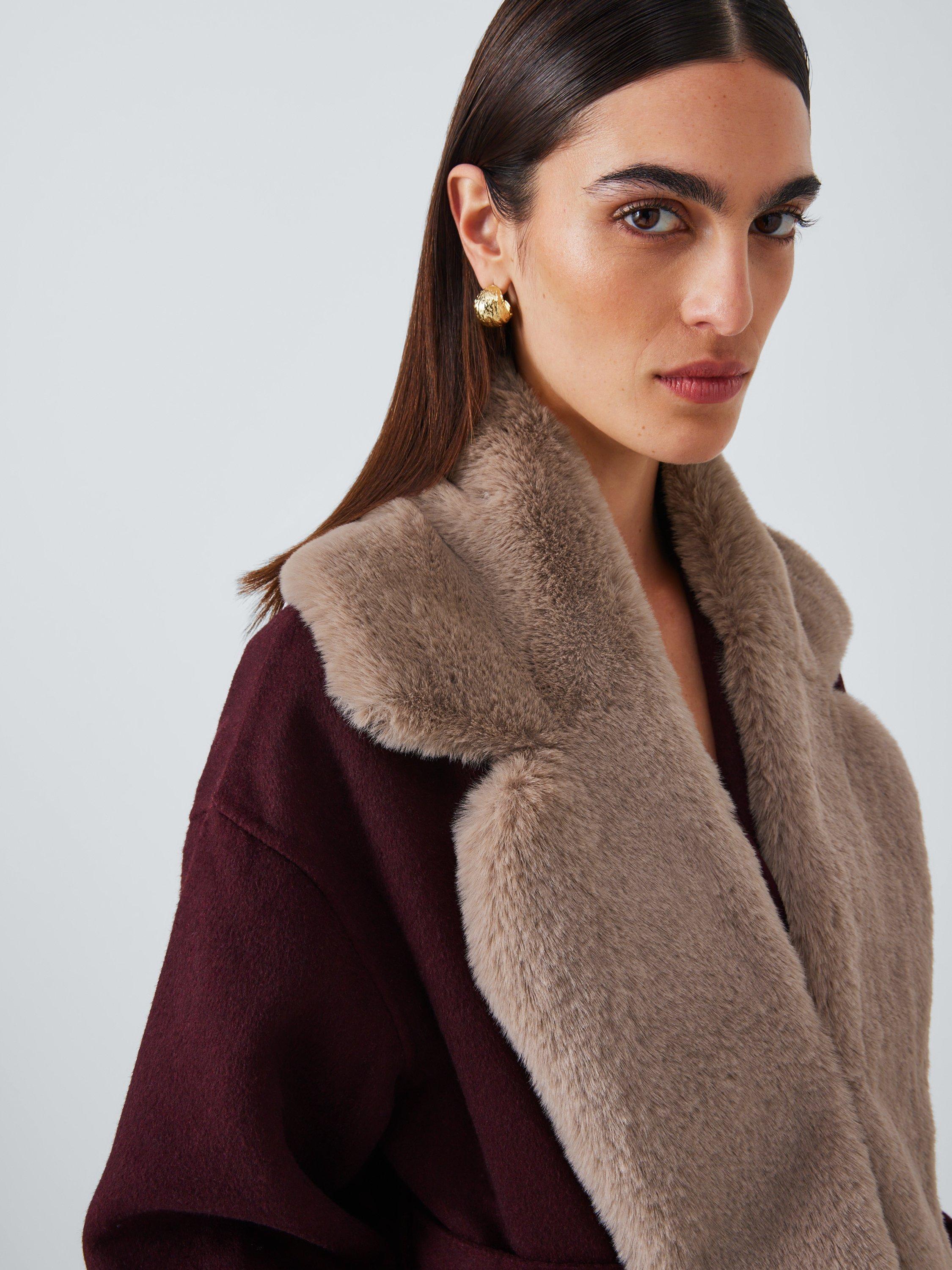 Product image 4 of 4, which shows John Lewis Large Faux Fur Collar Scarf, Grey