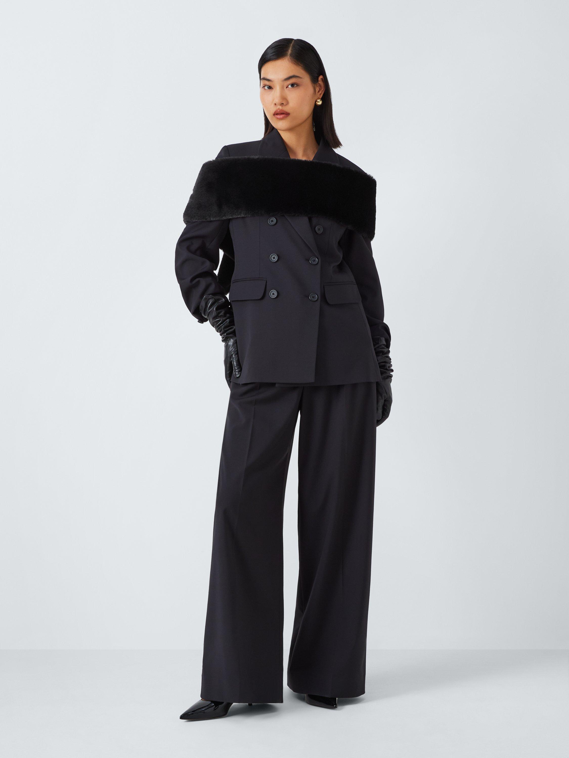 John Lewis Faux Fur Scarf, Black