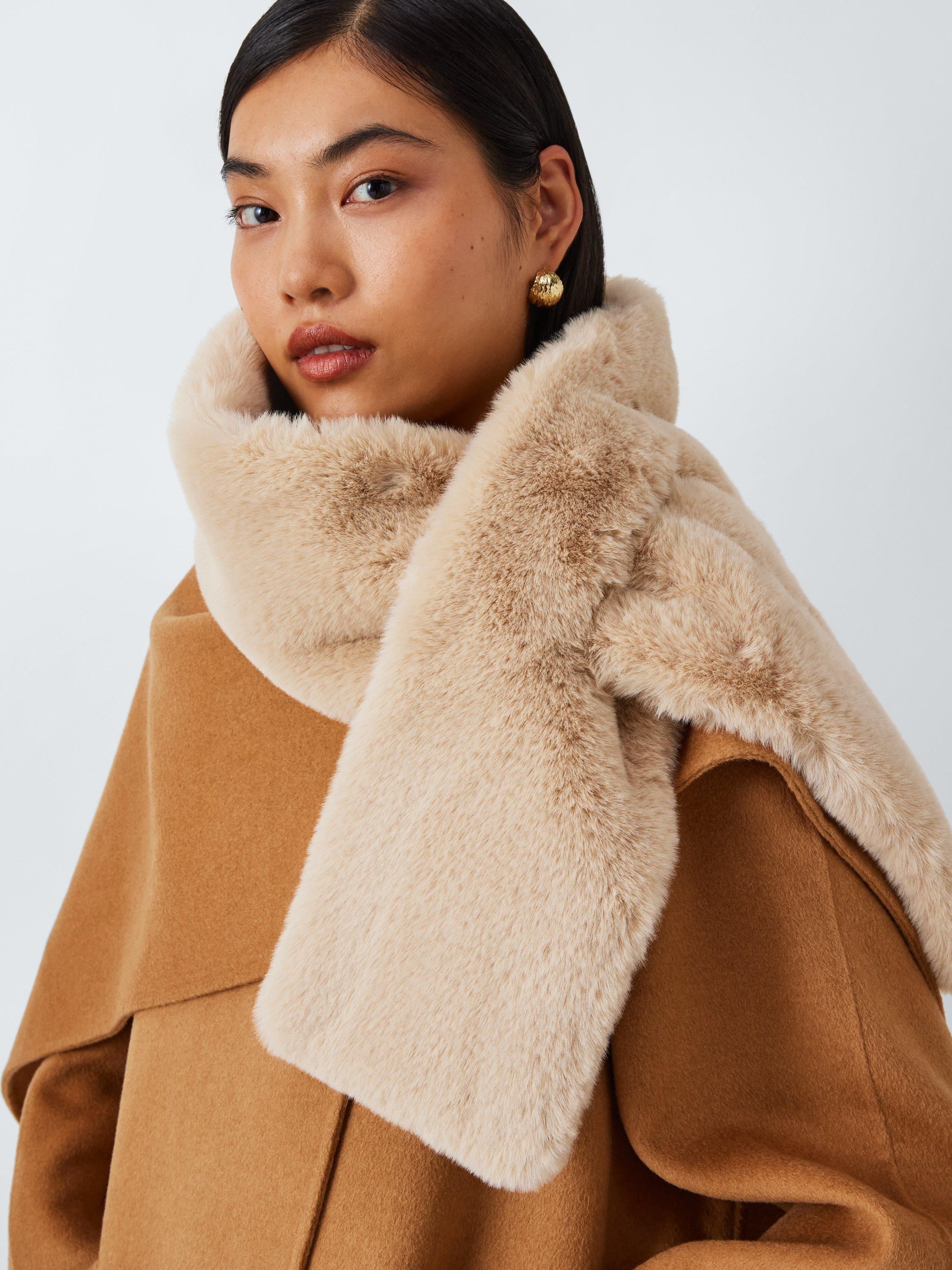 John Lewis Faux Fur Scarf, Natural