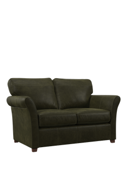 John Lewis Charlotte II Leather Sofa Bed, Dark Leg, Demetra Green