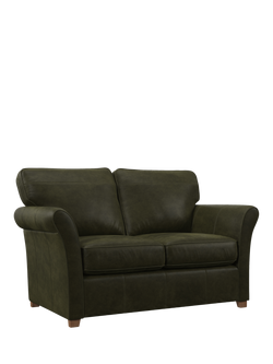 John Lewis Charlotte II Leather Sofa Bed, Light Leg, Demetra Green