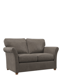 John Lewis Charlotte II Leather Sofa Bed, Light Leg, Demetra Grey