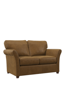 John Lewis Charlotte II Leather Sofa Bed, Dark Leg, Demetra Light Tan