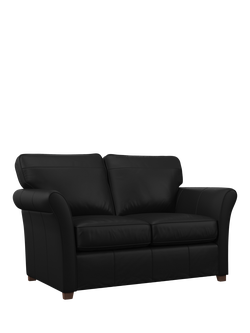 John Lewis Charlotte II Leather Sofa Bed, Dark Leg, Matt Black