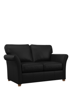 John Lewis Charlotte II Leather Sofa Bed, Light Leg, Matt Black