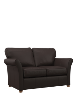 John Lewis Charlotte II Leather Sofa Bed, Light Leg, Matt Chocolate