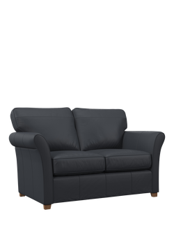 John Lewis Charlotte II Leather Sofa Bed, Light Leg, Matt Navy