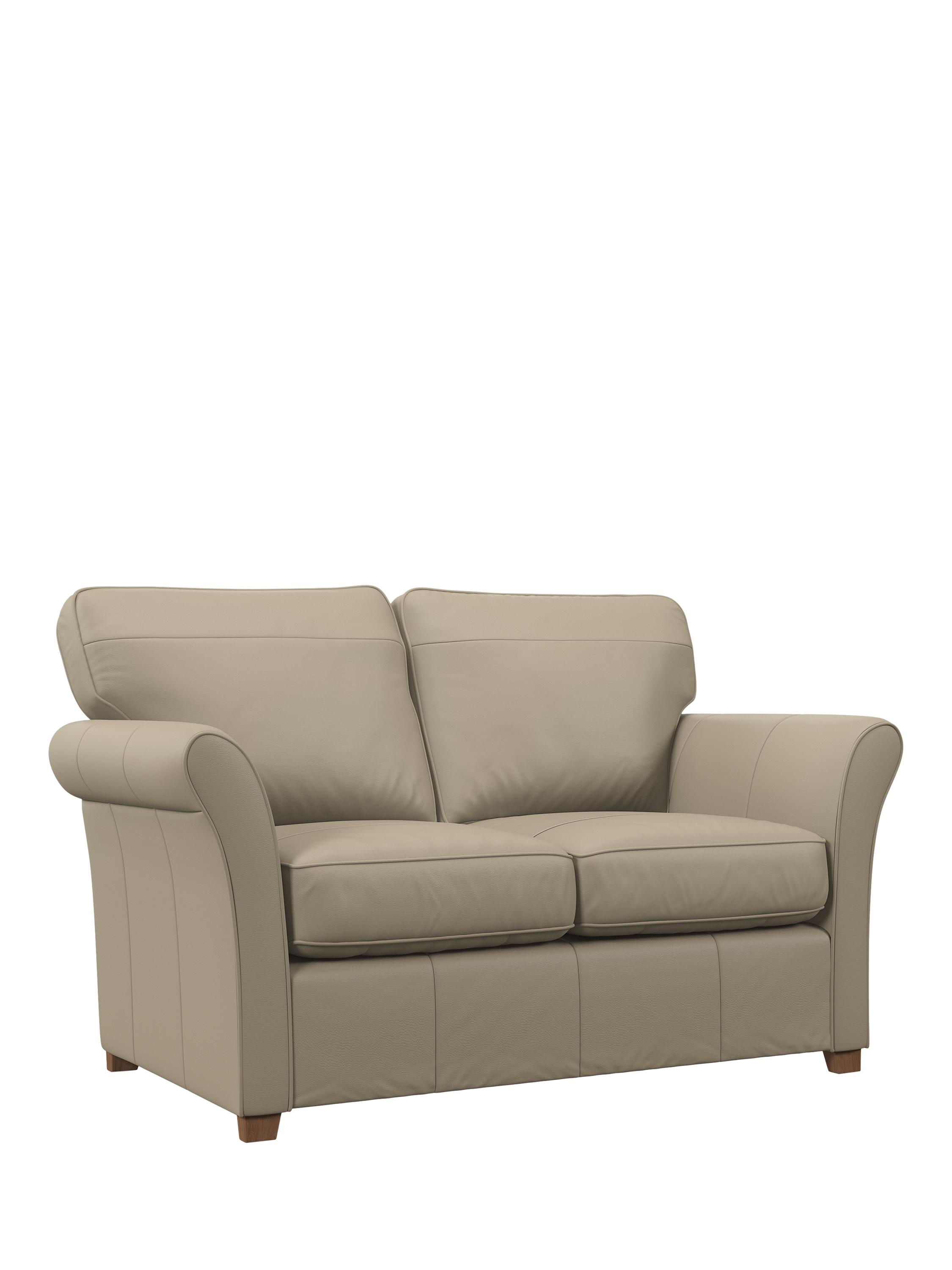 Charlotte II Range, John Lewis Charlotte II Small 2 Seater Leather Sofa Bed, Light Leg, Matt Pearl