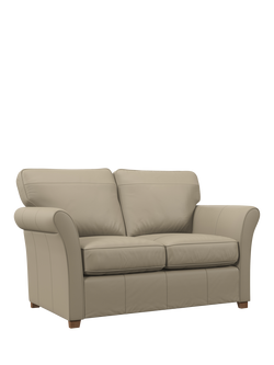 John Lewis Charlotte II Leather Sofa Bed, Light Leg, Matt Pearl