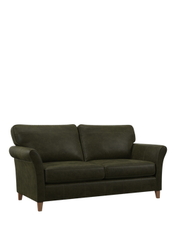 John Lewis Charlotte II Grand 4 Seater Leather Sofa, Light Leg, Demetra Green