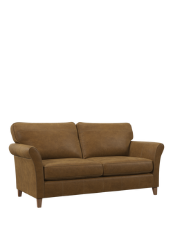 John Lewis Charlotte II Grand 4 Seater Leather Sofa, Light Leg, Demetra Light Tan
