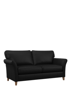 John Lewis Charlotte II Grand 4 Seater Leather Sofa, Light Leg, Matt Black