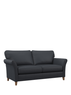 John Lewis Charlotte II Grand 4 Seater Leather Sofa, Light Leg, Matt Navy