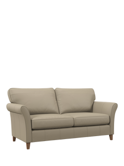 John Lewis Charlotte II Grand 4 Seater Leather Sofa, Light Leg, Matt Pearl