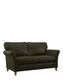 John Lewis Charlotte II Large 3 Seater Leather Sofa, Light Leg, Demetra Green