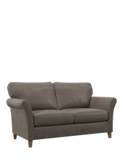 John Lewis Charlotte II Large 3 Seater Leather Sofa, Light Leg, Demetra Grey