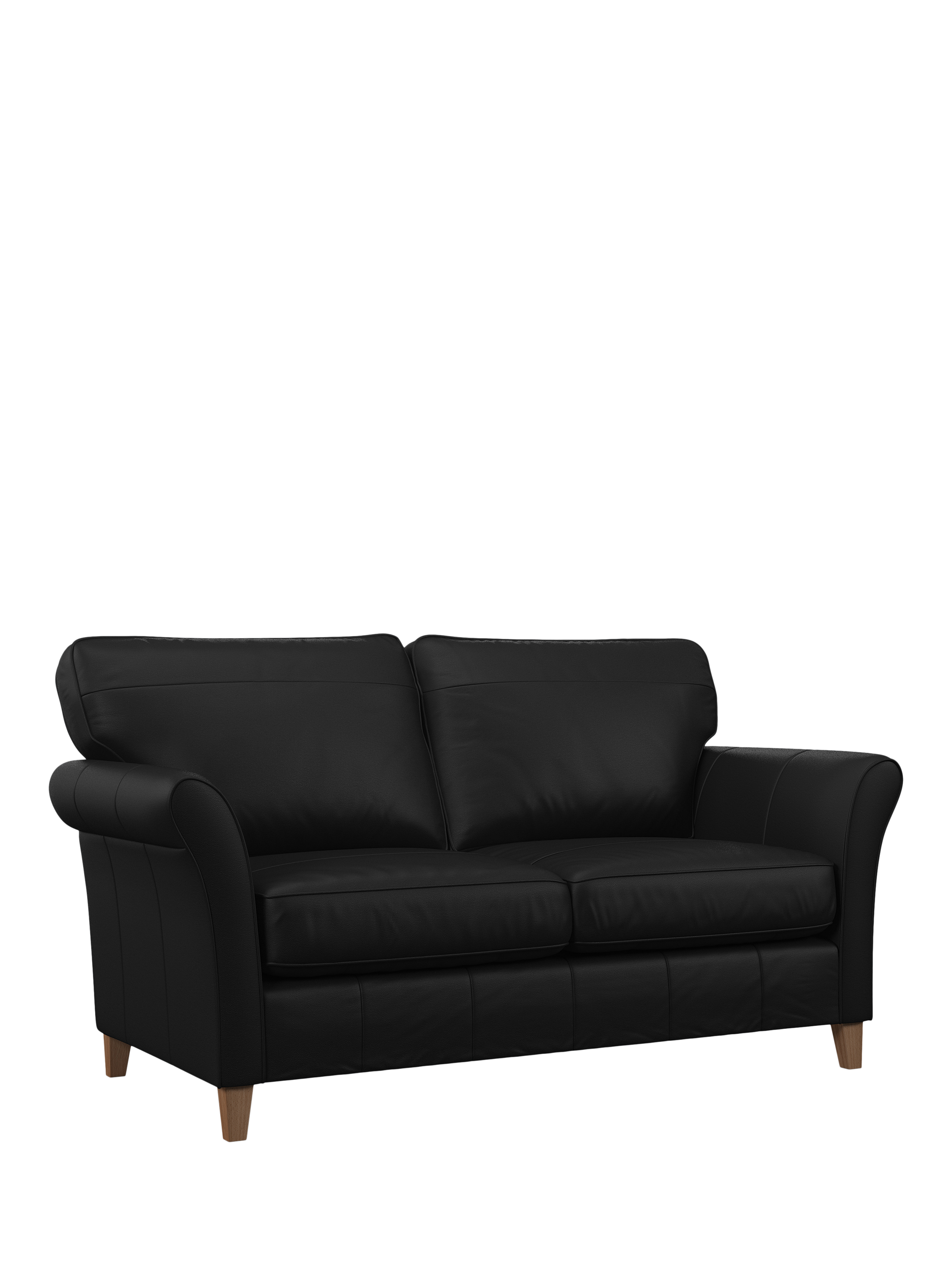 Charlotte II Range, John Lewis Charlotte II Large 3 Seater Leather Sofa, Light Leg, Matt Black