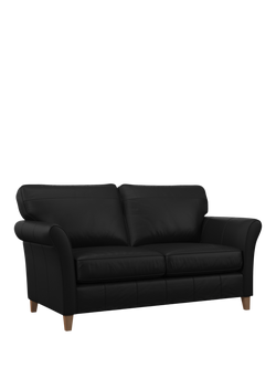 John Lewis Charlotte II Large 3 Seater Leather Sofa, Light Leg, Matt Black