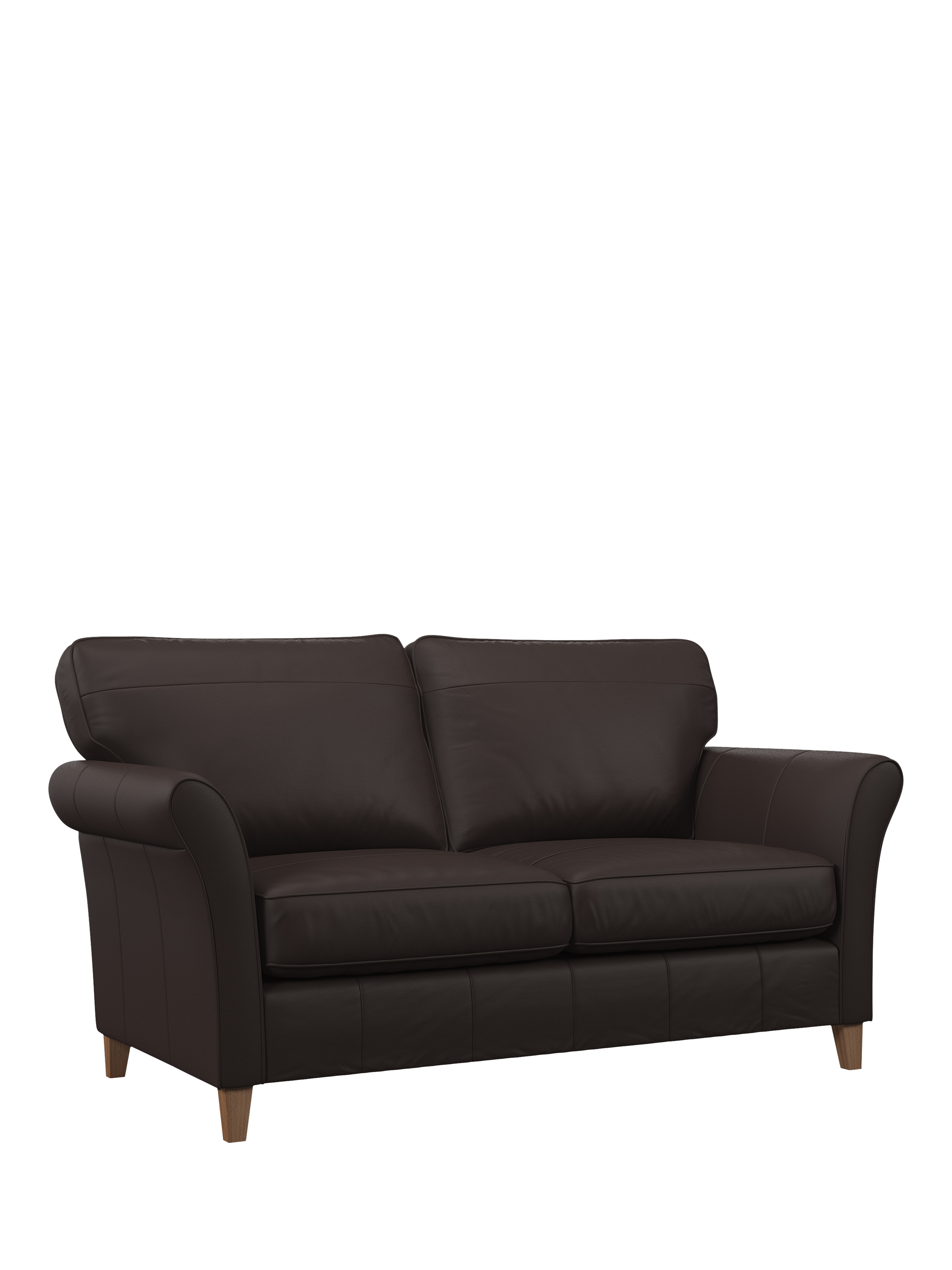 Charlotte II Range, John Lewis Charlotte II Large 3 Seater Leather Sofa, Light Leg, Matt Chocolate