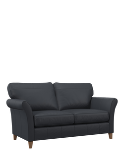 John Lewis Charlotte II Large 3 Seater Leather Sofa, Light Leg, Matt Navy
