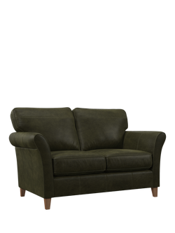 John Lewis Charlotte II Medium 2 Seater Leather Sofa, Light Leg, Demetra Green