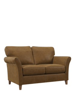 John Lewis Charlotte II Medium 2 Seater Leather Sofa, Light Leg, Demetra Light Tan