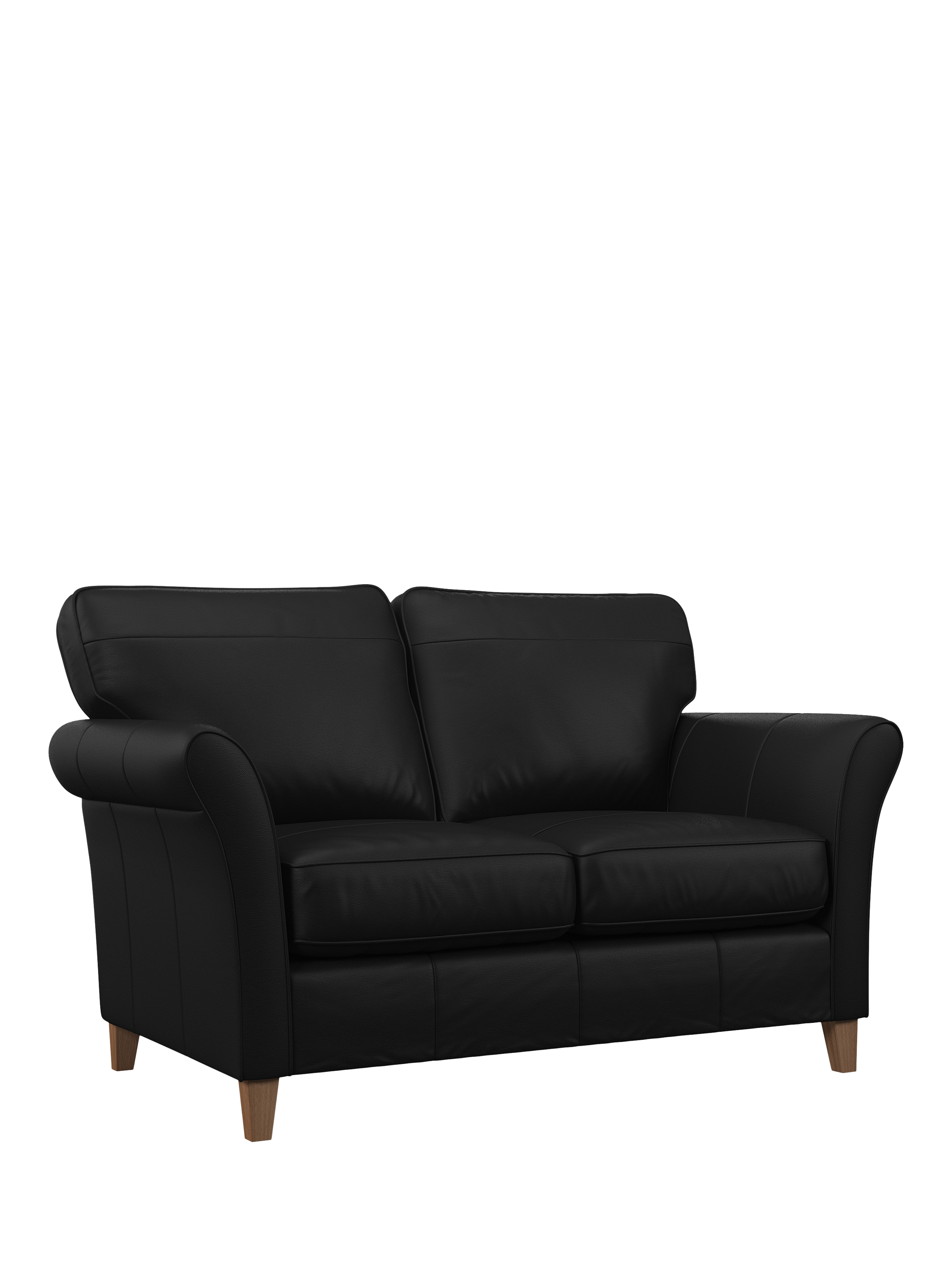 Charlotte II Range, John Lewis Charlotte II Medium 2 Seater Leather Sofa, Light Leg, Matt Black