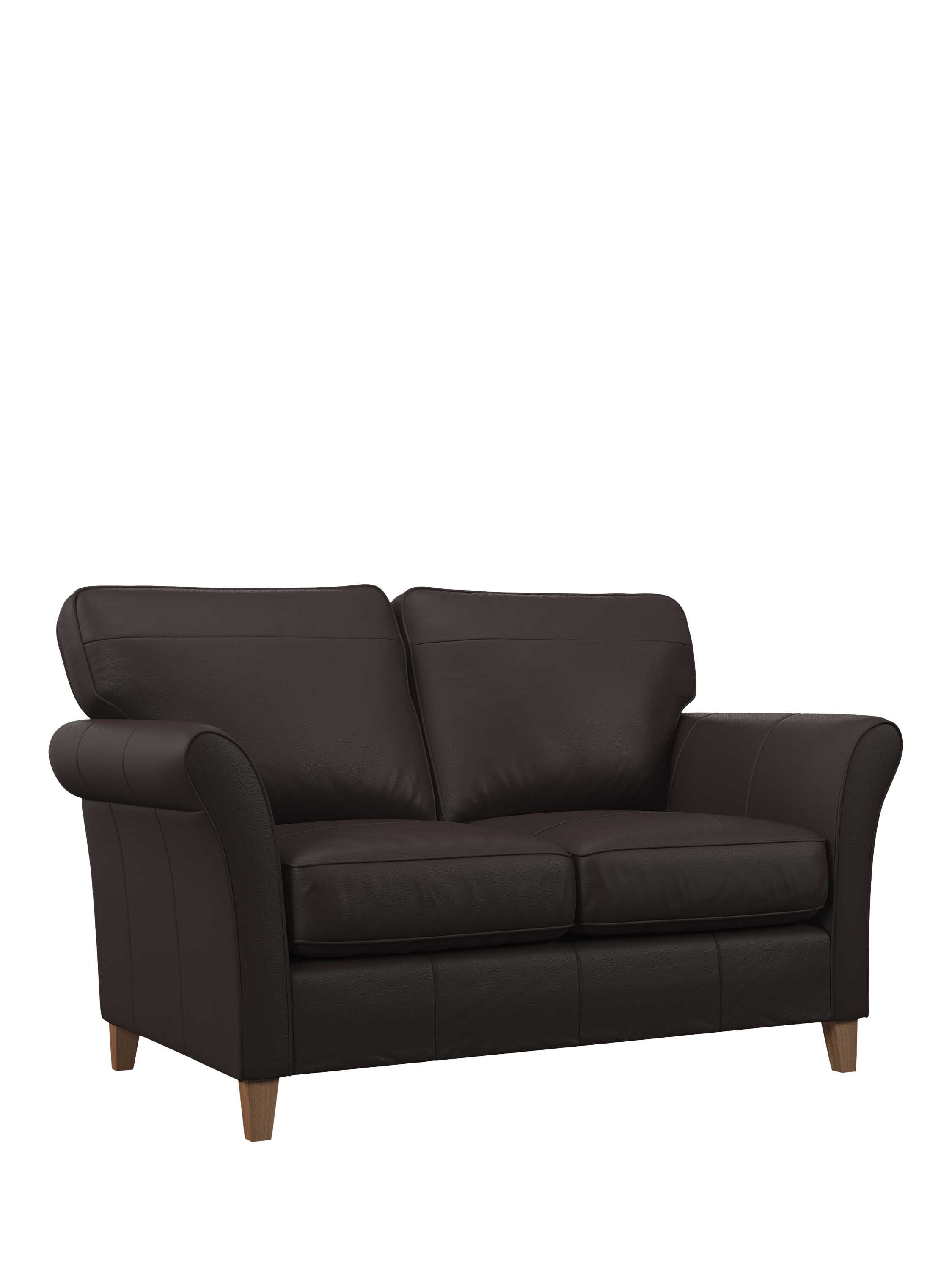 Charlotte II Range, John Lewis Charlotte II Medium 2 Seater Leather Sofa, Light Leg, Matt Chocolate
