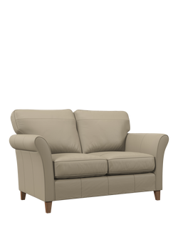 John Lewis Charlotte II Medium 2 Seater Leather Sofa, Light Leg, Matt Pearl