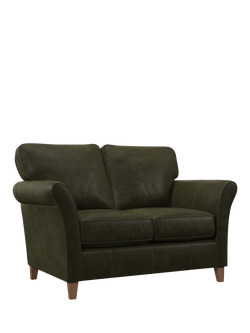 John Lewis Charlotte II Small 2 Seater Leather Sofa, Light Leg, Demetra Green