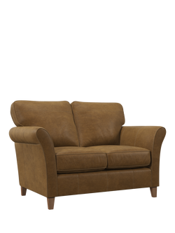 John Lewis Charlotte II Small 2 Seater Leather Sofa, Light Leg, Demetra Light Tan