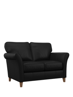 John Lewis Charlotte II Small 2 Seater Leather Sofa, Light Leg, Matt Black