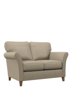 John Lewis Charlotte II Small 2 Seater Leather Sofa, Light Leg, Matt Pearl