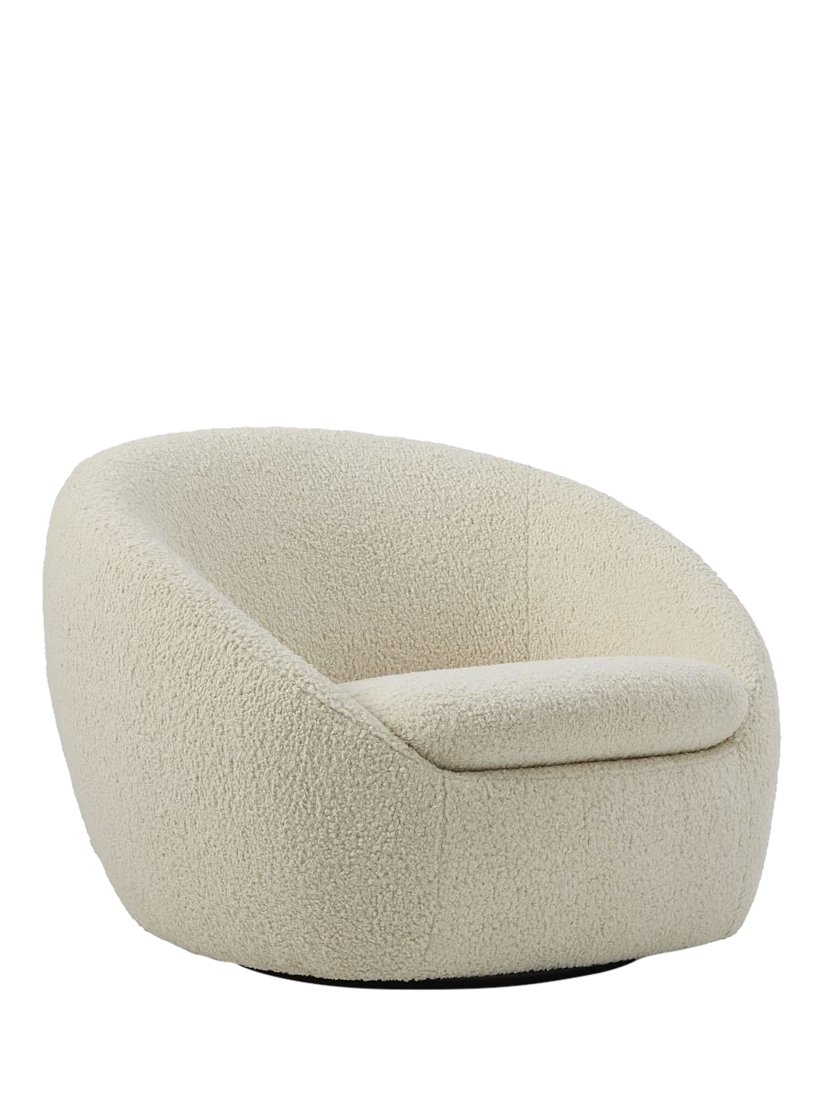 Cosy Range, West Elm Cosy Sherpa Swivel Chair, Natural