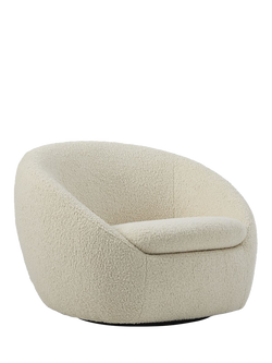 West Elm Cosy Sherpa Swivel Chair, Natural, Sherpa