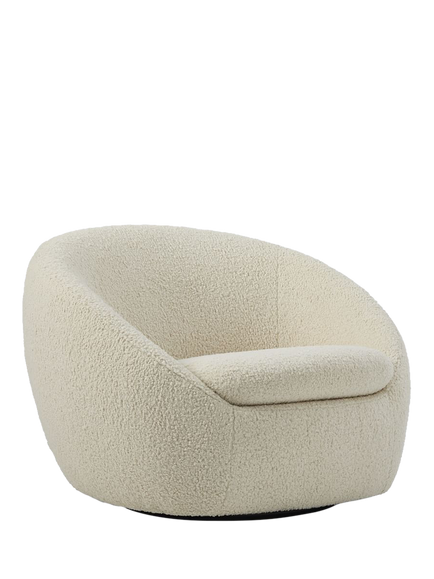 West Elm Cosy Sherpa Swivel Chair, Natural, Sherpa