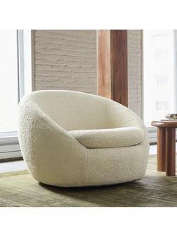 West Elm Cosy Sherpa Swivel Chair, Natural - view 2, Sherpa