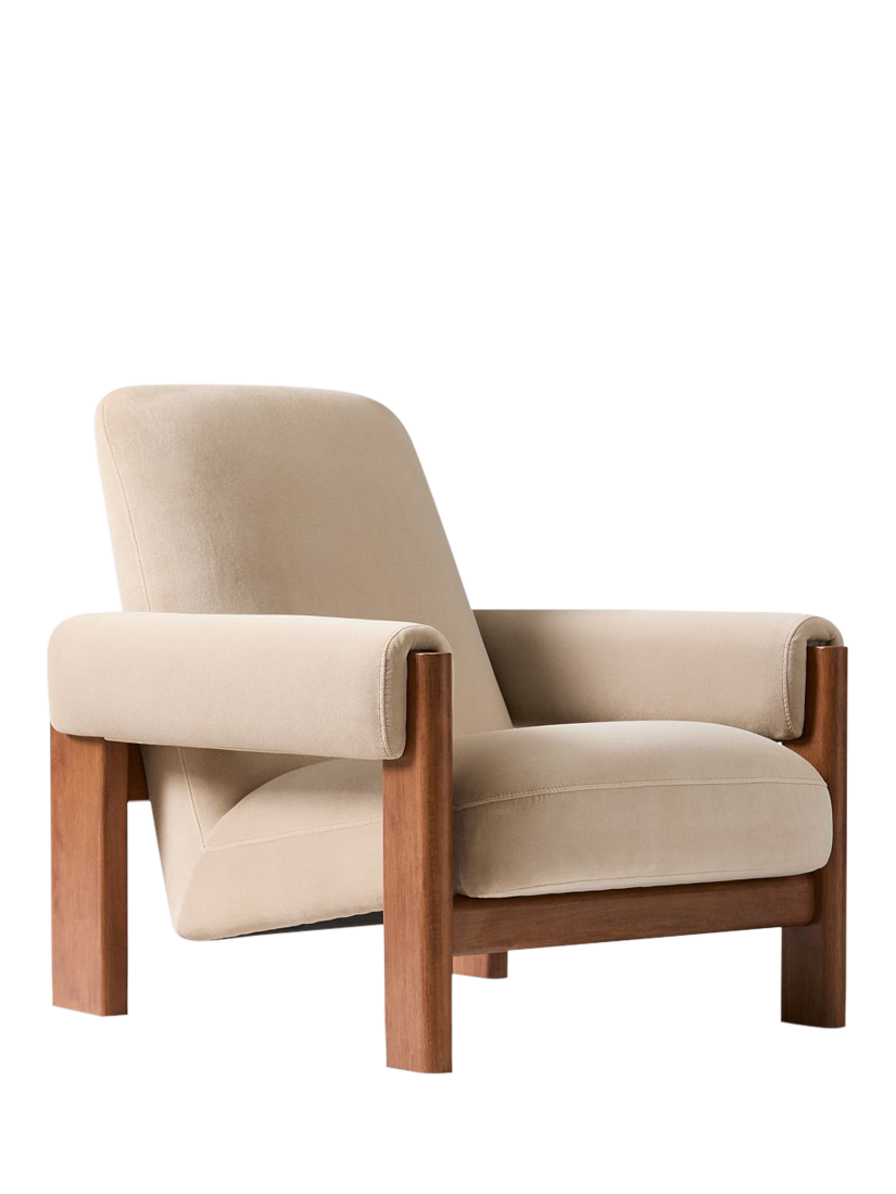 Nils Range, West Elm Nils Deluxe Velvet Chair, Natural