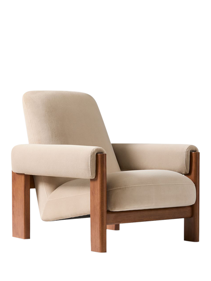 West Elm Nils Deluxe Velvet Chair, Natural, Deluxe Velvet